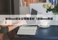 邵阳seo优化公司哪家好（邵阳seo教程）