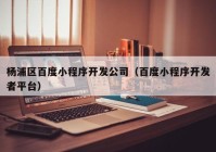 杨浦区百度小程序开发公司（百度小程序开发者平台）