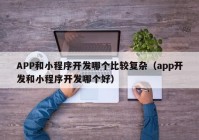 APP和小程序开发哪个比较复杂（app开发和小程序开发哪个好）