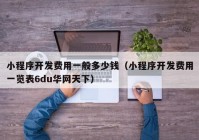 小程序开发费用一般多少钱（小程序开发费用一览表6du华网天下）