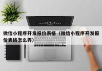 微信小程序开发报价表格（微信小程序开发报价表格怎么弄）